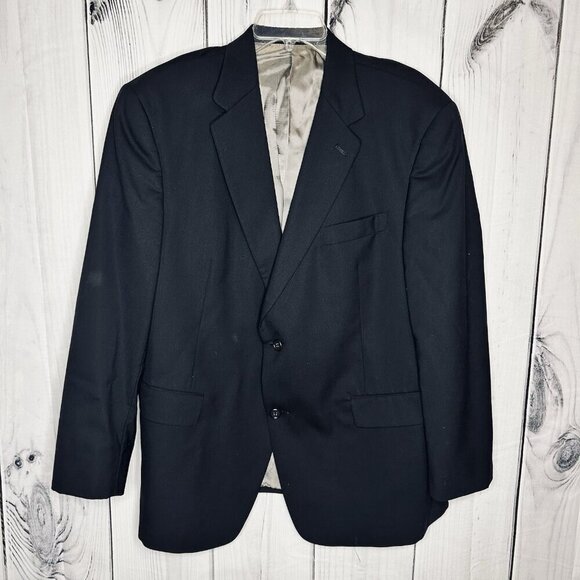 Hart Schaffner Marx Blazer Sportscoat Men 44S Black Wool USA Union Vintage - Picture 1 of 8